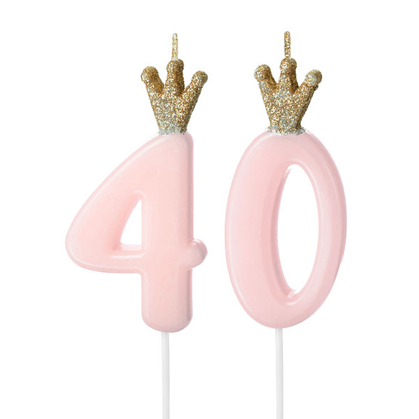 Zahlenkerzen-Set zum 40. Geburtstag in rosa von Geburtstagsfee
