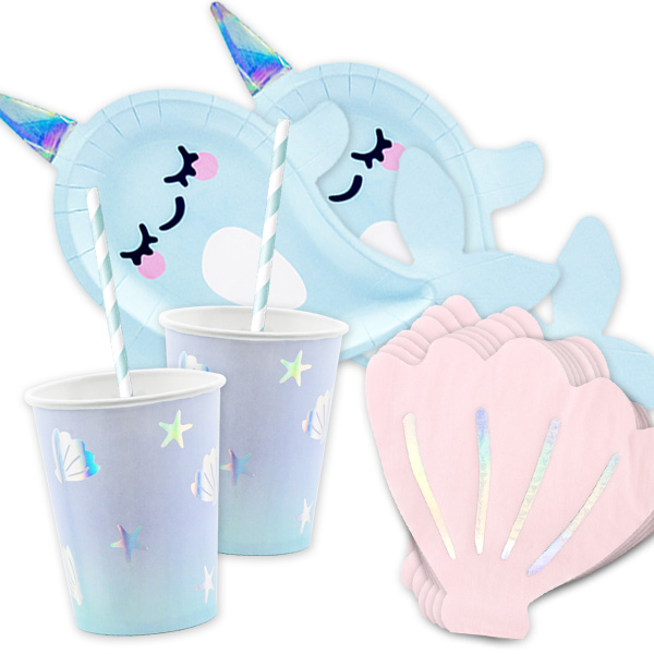 Narwal Babyparty Deko-Set neutral bis 6 Gäste, Tischdeko Narwal Babyparty Deko-Set neutral bis 6 Gäste, Tischdeko von Geburtstagsfee