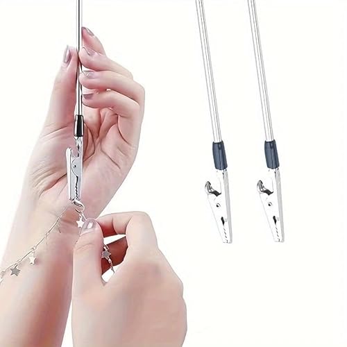 2 x silberfarbene Armband-Werkzeug, Schmuckhelfer, Clips, Handarmband-Helfer, Befestigung und Haken-Ausrüstung für Halskette, Schmuck, Uhren-Verschlüsse von Happyupcity