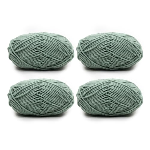 4 Rollen weiches Milch-Baumwollgarn zum Häkeln und Stricken, 50 g Knäuel, Babygarn für Anfänger, Amigurumi, DIY-Handwerk, Mini-Projekt (grün) von Happyupcity