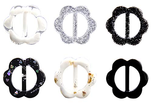 6 Stück 3 cm Kunststoff rund elegant Tee Shirt Clips Harz pflaumenförmige Seide Schal Schnalle Mode T-Shirt Knoten Clip Ring Kleidung Tee Schals Halstücher Clip Ring (Farbe zufällig) von Happyupcity