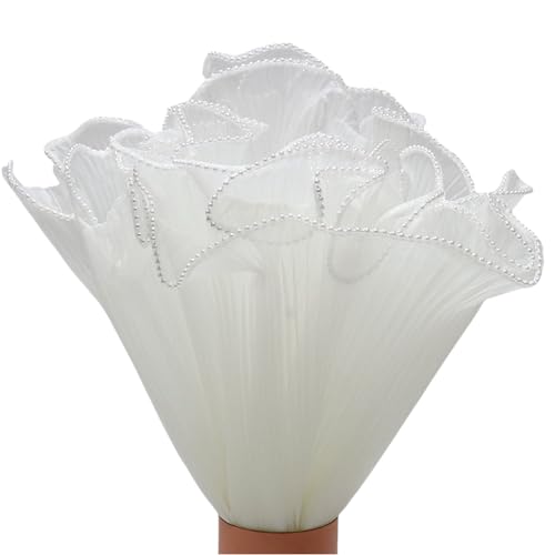 Geschenkpapier mit weißen Blumen, 4,37 m, mit Perlenrand, gefaltetes Blumengeflecht, Geschenkpapier, Blumenverpackung, Netz, Abdeckung für Valentinstag Geschenkpapier mit weißen Blumen, 4,37 m, mit Perlenrand, gefaltetes Blumengeflecht, Geschenkpapier, Blumenverpackung, Netz, Abdeckung für Valentinstag von Happyupcity