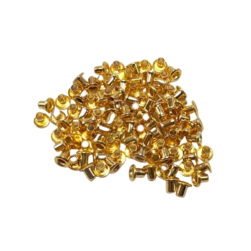 Kleine Kupferösen, 1,5 mm, selbstrückend, Mini-Bastelzubehör für BJD-Perlenkerne, Kleidung, Schuhe, DIY, Leder-Leinen-Reparatur (Gold), 100 Stück von Happyupcity