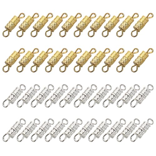 Schraubverschlüsse, 4 x 14 mm, Schraubverschluss, Schraubverschluss, Kordelendverschlüsse, Schraubverbinder für selbstgemachte Schmuckherstellung, Armband, Halskette (Gold + Silber), 40 Stück von Happyupcity