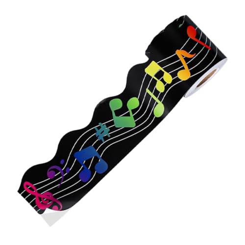 Happyyami 1 Rolle Aufkleber mit Musikrand deko Aufkleber für den Rand des Klassenzimmers Sport-Pinnwand-Grenzen Randbesatz für Pinnwand mit Musikzeichen Wandtattoos Kupferplattenaufkleber von Happyyami