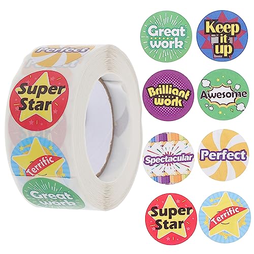 Happyyami 1 Rolle Belohnungsaufkleber für Mädchen Selbstklebende Motivationsaufkleber für Lehrer Runde Sticker Klassenzimmer Kreatives Bastelmaterial für Scrapbooking und Dekoration von Happyyami