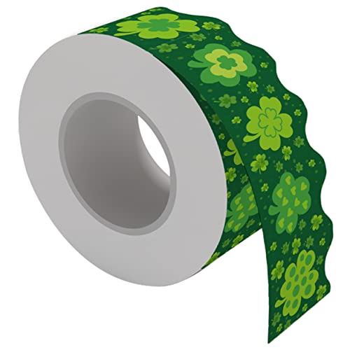 Happyyami 1 Rolle Irische Tagesaufkleber Grenze Dekoration Schwarzes Brett mit grünem Rand Klassenzimmer Pinnwand-Aufkleber Randbesatz zum St. Patricks Day Spiegelaufkleber von Happyyami