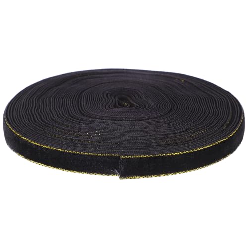 Happyyami 1 Rolle Samtband mit Goldrand Hochwertiges Geschenkband für Diy Bastelarbeiten und Schleifen Rolle Schwarz für Verpackungen und Kreative Projekte von Happyyami
