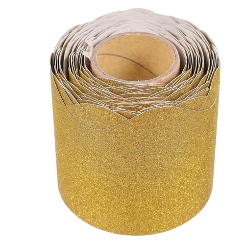 Happyyami 1 Rolle Tafel-Rand-Aufkleber Grenze Willkommen schwarzer Rand künstlich Urlaub groß Hinweistafeln für zu Hause Tafelrand Aufkleber abnehmbare Bordüre Papier Golden von Happyyami