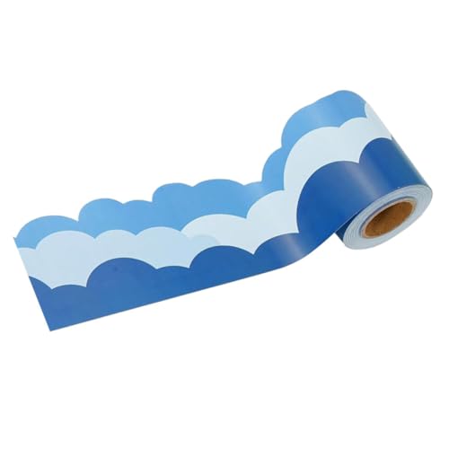 Happyyami 1 Rolle Wolkenrandaufkleber Pinnwanddekorationen für das Klassenzimmer Cloud-Pinnwand-Grenze Wandtattoos party zubehör gerollter Pinnwandbesatz Pinnwand Dekorationen Randdekor Blue von Happyyami