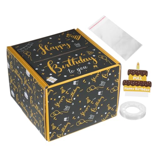 Happyyami 1 Satz -Geschenkbox boxen birthday present geldgeschenkbox mit Party zum Geburtstag Bargeld zum Geburtstag abheben Papier Black von Happyyami