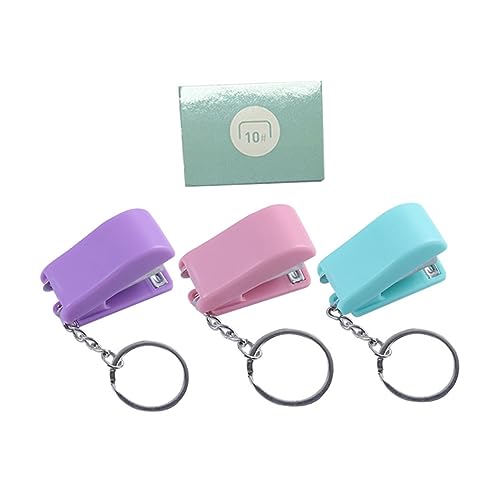 Happyyami 1 Satz Mini Heftgerät Schlüsselanhänger Bunte Tragbare Heftgeräte für Schlüsselbund Grün mit Heftklammern Schnellen Heften von Happyyami