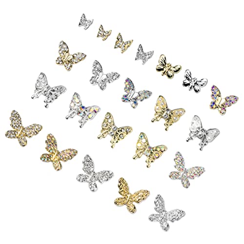 Happyyami 1 Satz Nagelzubehör Aus Metall Nageldekorationen Für Nagelkunst 3d-nagelanhänger Nagelschmuck Schmetterlinge Nageljuwelen Schmetterlinge Nagelkunstzubehör Maniküre Reiz 22 Stück von Happyyami