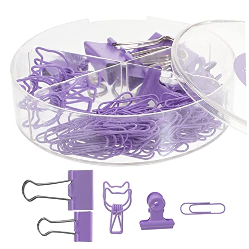 Happyyami 1 Schachtel Büroklammer Mit Langem Büroklammerhalter Für Den Schreibtisch Aktenordner-clips Dokumentenklammern Für Geldordner Multi-gebrauchspapierclips Metall Violett von Happyyami