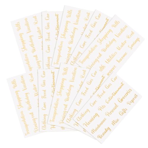 Happyyami 10 Blatt Aufkleber Für Briefetiketten Täglich Kasse Rechnung Budget Selbstklebender Etikettenaufkleber Aufkleber Für Das Hausetikett Kleine Geldumschlagetiketten Golden Pvc von Happyyami