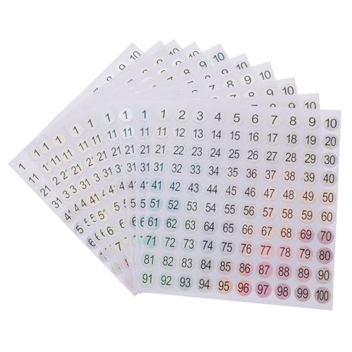 Happyyami 10 Blatt Digitale Aufkleber Zahlen Aufkleber Zahlenbezeichnungen Klein Zahlen-vinyl-aufkleber Nummerierte Aufkleber Nummernaufkleber Runden Kupferplattenaufkleber von Happyyami