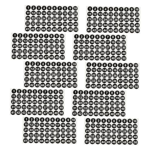 Happyyami 10 Blatt Nummernaufkleber Selbstklebende Runde Zahlenetiketten Nummernmarkierungsaufkleber Hausnummern Kleben Zahlenaufkleber, Kleine Runde Etiketten Papier von Happyyami
