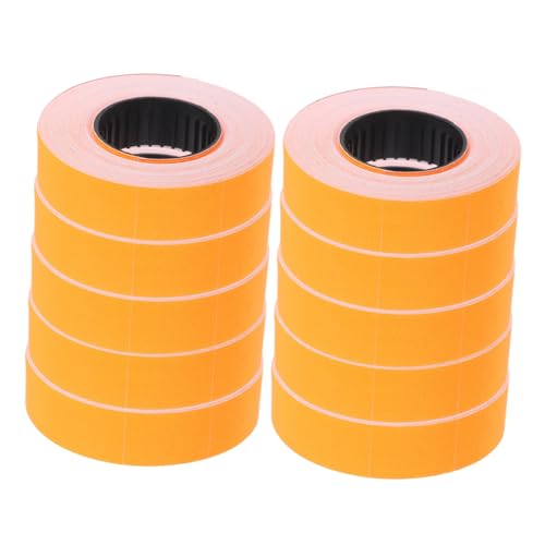 Happyyami 10 Rollen Spezialpapier für Preisauszeichnungsmaschine Aufkleberpapier Papier Datumsetikettenpapier Preisschilder aus Papier Kupferplattenaufkleber Orange von Happyyami