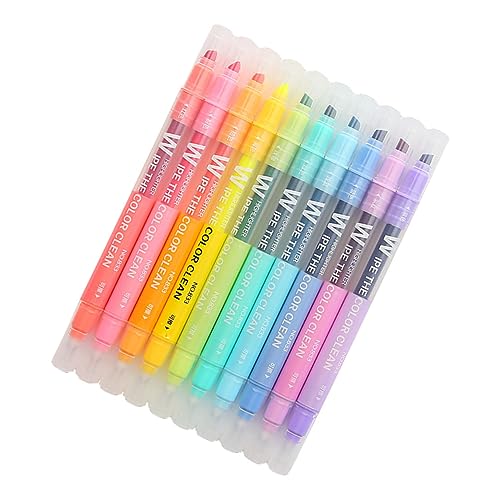 Happyyami 10 Stück Teiliges Set aus Wiederverwendbaren Bunten Doppelkopf Markern Hochlighter für Schüler Notieren Zeichnen und Tagebuchschreiben mit Breiter und Feiner Spitze von Happyyami