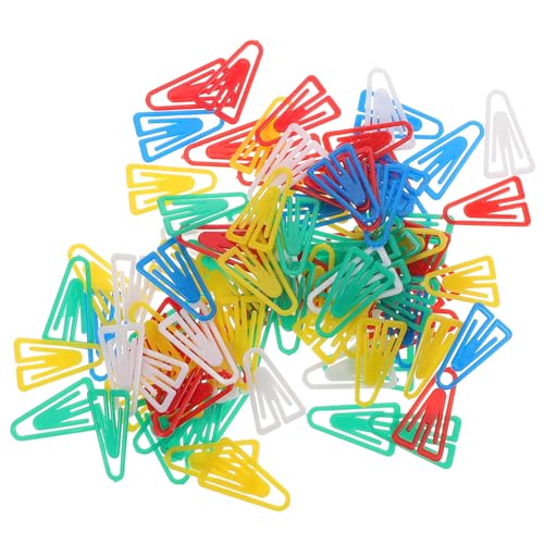 Happyyami 100 Stück Dreieckige Büroklammer Kleine Papierklammern Kreative Formen von Büroklammern Leichte Papierklammern Clips süße Büroklammern dekorative Banknotenklemme Datei-Clip Plastik von Happyyami