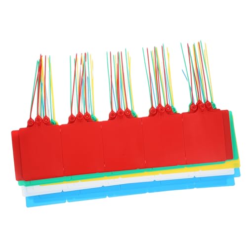 Happyyami 100 Stück Versandanhänger aus Kunststoff mit Kabelbindern Beschreibbare Etiketten Verschiedenen Farben für Effiziente Organisation und Kennzeichnung von Happyyami