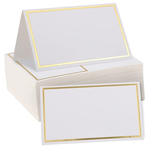 Happyyami 100Stücke Klappbare Tischkarten Mit Goldfolienrahmen Hochzeit Namenskarten Leere Platzkarten Für Hochzeiten Partys Und Feiern Hochwertige Tischdekoration von Happyyami