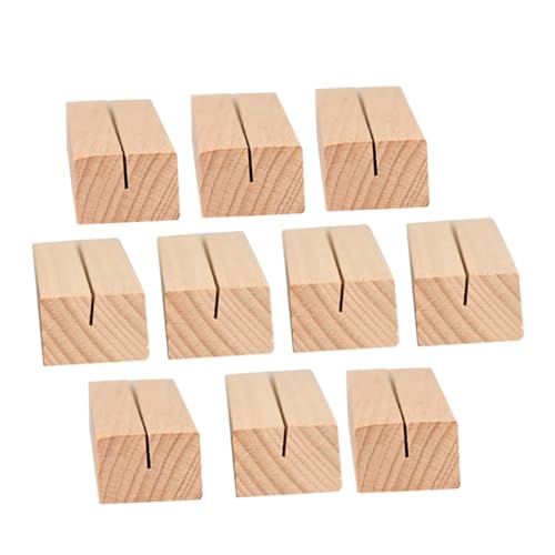 Happyyami 10Stücke Holz Kartenhalter für DIY Dekoration Stabile Basis für Hochzeiten Geburtstagsfeiern Menüs und Fotos Rustikaler Look von Happyyami