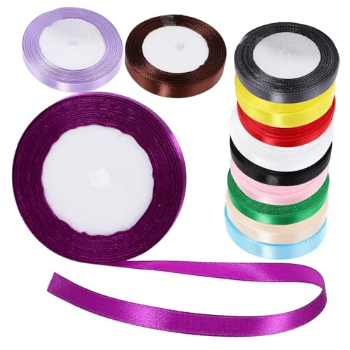 Happyyami 12 Rollen Satinband Mehrfarbiges Geschenkband für DIY Bastelprojekte Hochzeitsdekoration und Verpackung Rolle Leicht und Tragbar für Kreative Happyyami 12 Rollen Satinband Mehrfarbiges Geschenkband für DIY Bastelprojekte Hochzeitsdekoration und Verpackung Rolle Leicht und Tragbar für Kreative von Happyyami