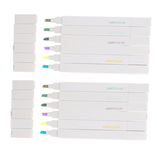 Happyyami 12 Stück Dual Textmarker Stifte Fluoreszierende Marker für Schule Bürobedarf und Kreatives Arbeiten Markierung für Notizen und Tests Leicht und Tragbar von Happyyami