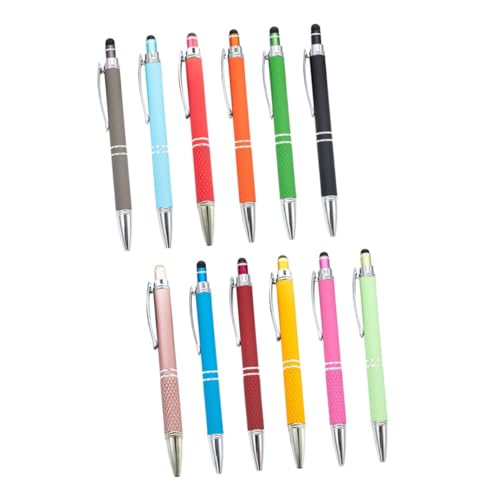 Happyyami 12 Stück Einziehbare Kugelschreiber mit Touchscreen Stift Metallkugelschreiber für Büro und Schule Ergonomisches Design Glatte Tintenfluss für Frauen und Jugendliche von Happyyami