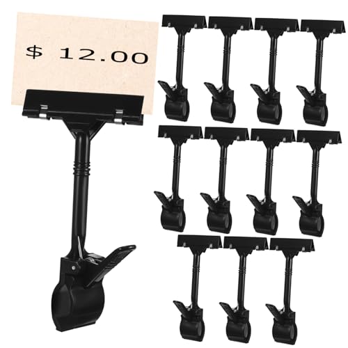 Happyyami 12 Stück Halter für Preisschilder verstellwinkel Schaufensterdekoration Preiskarten-Organizer Clip drehbar kleiderständer -Schild-Display-Klemme Etikettenklemme Plastik von Happyyami