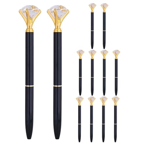Happyyami 12 Stück Kristall-Metall-Kugelschreiber mit schwarzer Tinte, Bling-Kristall-Stifte für Frauen, Brautparty, Brautjungfer, Kollegen, Hochzeit, Büro, Schule Happyyami 12 Stück Kristall-Metall-Kugelschreiber mit schwarzer Tinte, Bling-Kristall-Stifte für Frauen, Brautparty, Brautjungfer, Kollegen, Hochzeit, Büro, Schule von Happyyami