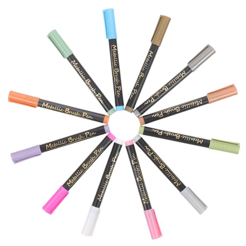 Happyyami 12 Stück Metallic Marker Pens Weiche Spitze Wasserbasierte Farben Zeichnen Malen und Markieren für Kunst und Bastelprojekte Happyyami 12 Stück Metallic Marker Pens Weiche Spitze Wasserbasierte Farben Zeichnen Malen und Markieren für Kunst und Bastelprojekte von Happyyami