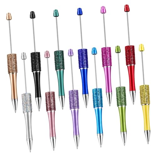 Happyyami 12 Stück Strassperlenstift für verschiedene Perlenstifte schnell funkelnd klein fokal mit kugelschreiber Schreibperlenstift Bürozubehör Kreative Perlenstifte Bohren von Happyyami