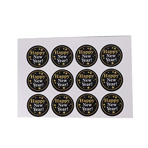 Happyyami 120 Stück runde Siegel Aufkleber frohes neues Jahr Label Aufkleber Süßigkeiten Schokolade Etiketten für Party Siegel Verpackung Umschlag Geschenk Dekor von Happyyami
