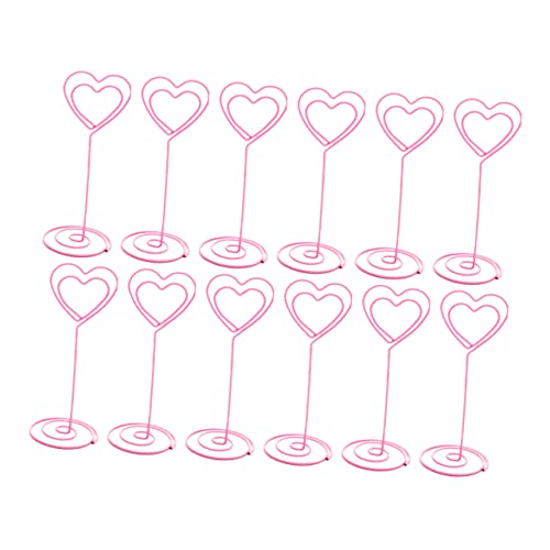 Happyyami 12Stücke Herzförmige Rosa Metall Clips Robuste Tischkartenhalter für Hochzeit Büro oder Party Deko für Karten Menüs und Fotos Vintage Stil von Happyyami