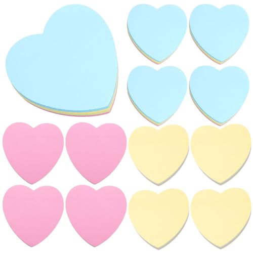 Happyyami 12Stücke Teiliges Herz Notizblock Bunte Selbstklebende Memo Pads für Wichtige Erinnerungen für Büro und Schule Kompakte Notizblätter Leicht Repositionierbar von Happyyami