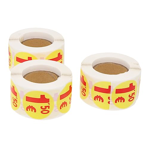 Happyyami 1500 Stück Preisschild Aufkleber Kreis Euro-Preisaufkleber Aufkleber Beschriftungen runden klein Aufkleber für Supermarktpreise Aufkleber Aufkleber Yellow von Happyyami