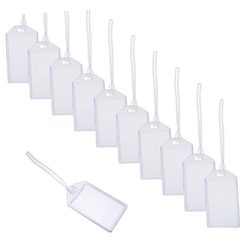 Happyyami 16 Stück Kofferanhänger Ärmel Schild Gepäckanhänger Etiketten für Blau ausweis bankkarte visitenkarten kreditkarte Klare Kartenhüllen Schlüsselband mit Kartenhalter PVC Transparent von Happyyami
