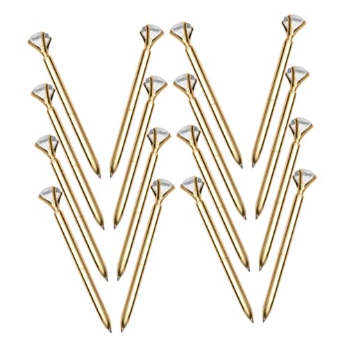Happyyami 16 Stück Kugelschreiber mit Strasssteinen täglich Notizbuch Kreativ lustige Stifte für Zeichenstifte Bußgeld Büro Punkt Metall Golden von Happyyami
