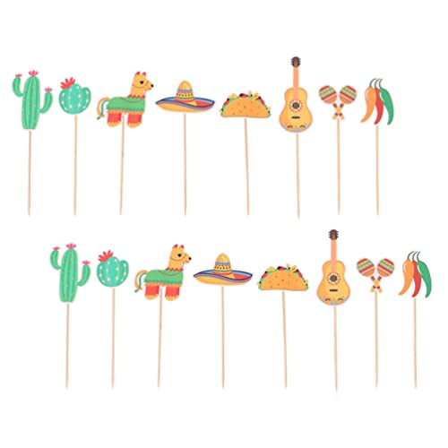 Happyyami 16st Kuchendeckel Taco Cupcake Topper Mexikanische Partydekorationen Dessert-picks Taco-cupcake-topper Kuchen Eingelegt Cupcake-verzierung Geburtstag Selbstgemacht Ornamente Papier von Happyyami