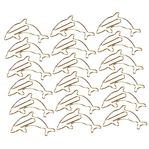 Happyyami 18 Stück Kreative Metallische Büroklammern Cartoon Design Goldene Delfin Form Dekorative Klammern für Schule Büro und Heimgebrauch für Dokumente und Fotos von Happyyami