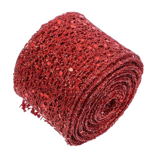 Happyyami 1Rolle Glitzerndes Netzband mit Drahtkante für DIY Bastelprojekte Geschenkverpackung Schleifenherstellung Hochzeitsdekoration Party Requisiten von Happyyami