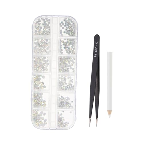 Happyyami 1Satz Compartment Nail Art Rhinestone DIY Nail Charms Decorations For Manicure Flat Back For Nail Design For Home Salon Use von Happyyami