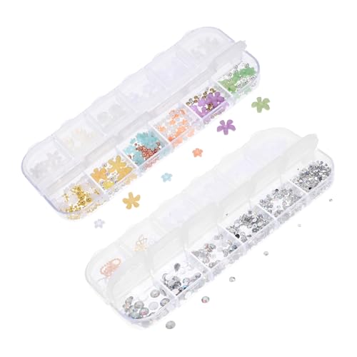 Happyyami 2 Boxen Boxen Nail Charms für Einzigartige Nageldekorationen mit Perlenkette und Ab Strass für Naturnägel und Kunstnägel für Feste und Besondere Anlässe von Happyyami