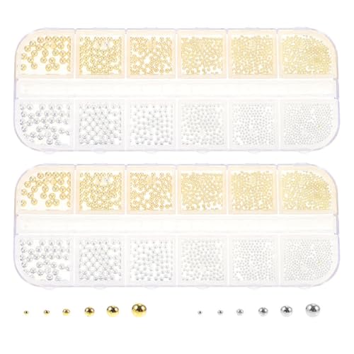 Happyyami 2 Boxen Mini-Stahlperlen, Nailart-Charms, kleine Kaviar-Ohrstecker, Gold- und Silberjuwelen zum Basteln, Maniküre-Dekoration, DIY-Schmuckherstellung Happyyami 2 Boxen Mini-Stahlperlen, Nailart-Charms, kleine Kaviar-Ohrstecker, Gold- und Silberjuwelen zum Basteln, Maniküre-Dekoration, DIY-Schmuckherstellung von Happyyami