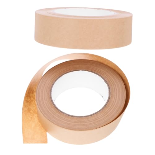 Happyyami 2 Rollen Aquarell-malband Hängend Klebeband Selbstklebend Dichtungszubehör Wasseraktiviertes Dichtungsband Verpackungsklebeband Für Den Haushalt Kartonband Light Brown Papier von Happyyami