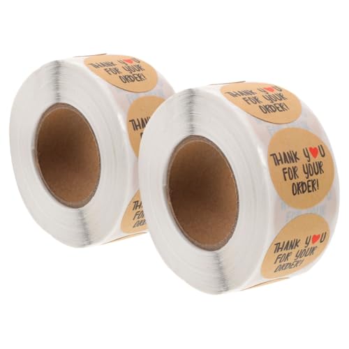 Happyyami 2 Rollen Runde Dankesaufkleber Selbstklebende Etiketten für Verpackungen Backen und für DIY Dekoration und Etikettierung Kraftpapier von Happyyami