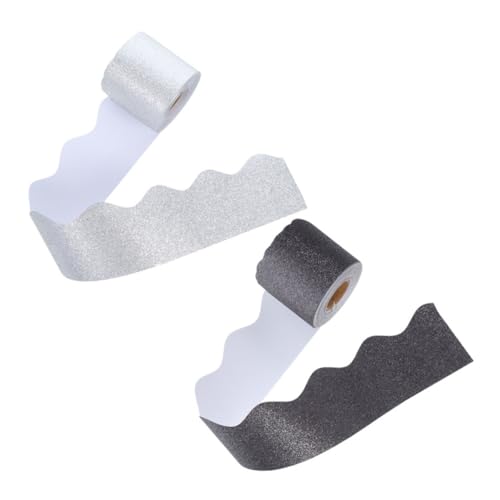 Happyyami 2 Rollen Tafelrandaufkleber Glitzernde Pinnwandränder Klassenzimmer Pinnwand Dekorative Klassenzimmerränder Feiertags Gewellter Tafelrandpapier von Happyyami