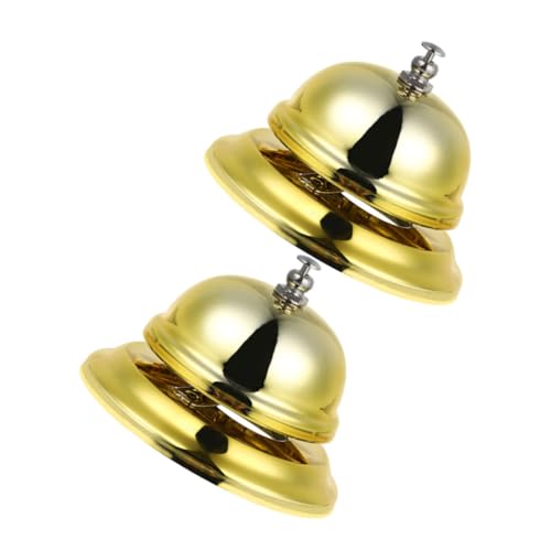 Happyyami 2 Stück Elegante Tischglocke aus Metall im Goldenen Design für Restaurant Hotel und Besondere Anlässe Einfache Bedienung für Effizienten Service Langlebig von Happyyami